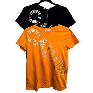 Calvin Klein Logo Tee Bundle 2pcs Small Black & Mustard Casual Modern logo core